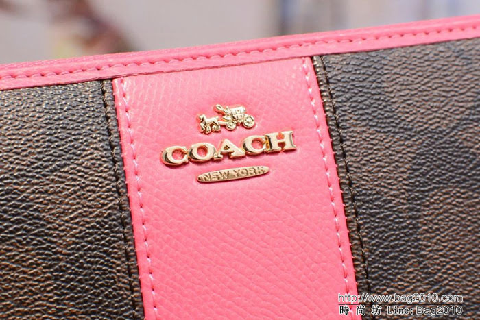 COACH蔻馳 原單 F52859 pvc配皮 經典logo 專櫃新款 馬車標 拼色長款拉鏈錢包  Chz1205